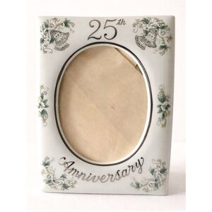 1984 4x4 Lefton 25th Anniversary Porcelain Hand Painted Cottagecore Frame